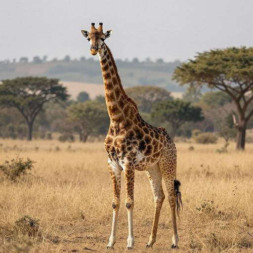 Majestic Giraffe in Sunlit Grassland