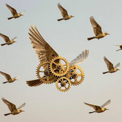 Clockwork Birds Soaring in Harmony