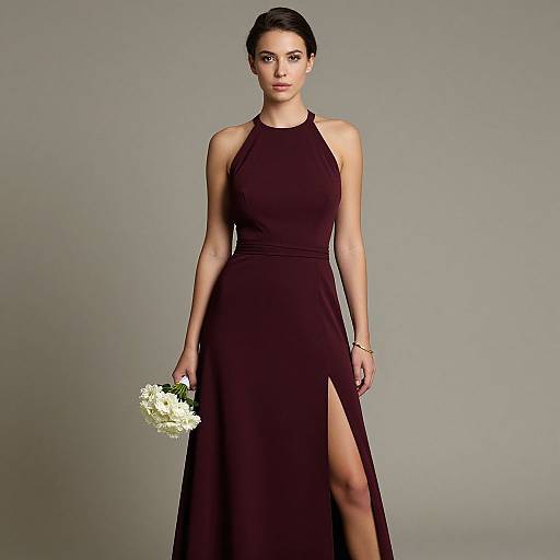 Elegant Woman in Burgundy Gown