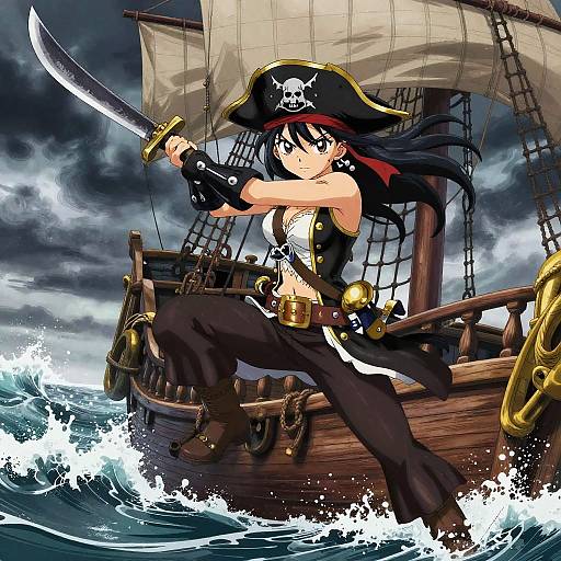 Dynamic Pirate Girl Anime Scene