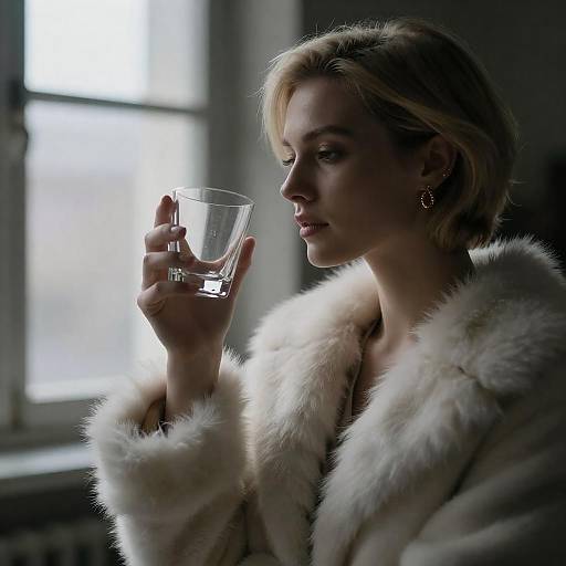 Blonde Woman in Fur-Trimmed Coat