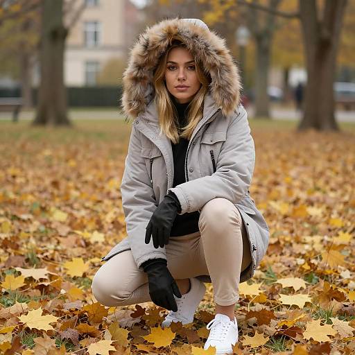 Young Woman in Autumn Park