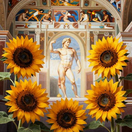 Sunflowers in Michelangelo Fresco Style