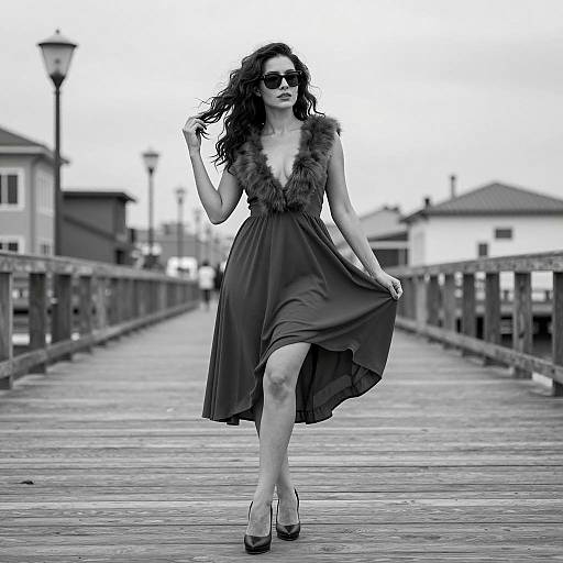 Elegant Woman in Vintage Black and White