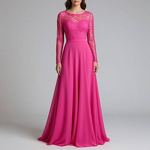 Elegant Fuchsia Lace Prom Dress