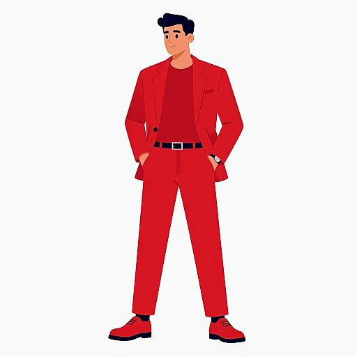 Stylish Man in Red Suit Illustration