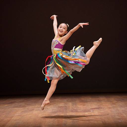 Energetic Petite Dancer Mid-Leap