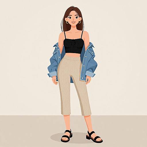 Smiling Woman in Casual Chic Outfit