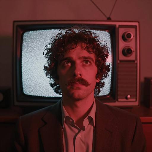 Vintage Noir Portrait with Red Lighting