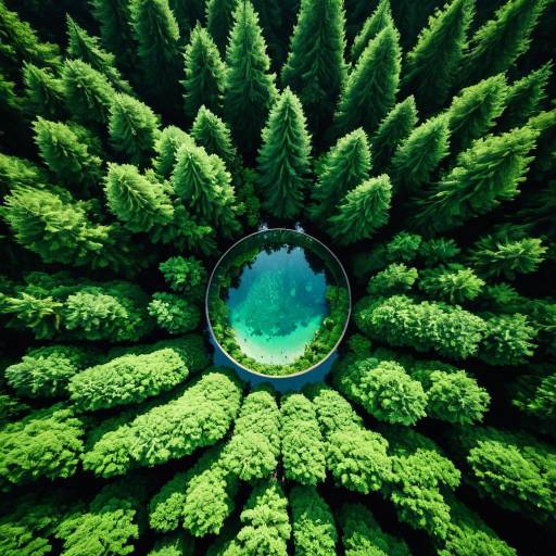 Aerial View of Forest with Glass Water Drop