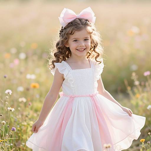 Whimsical Girl in Floral Meadow