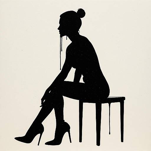 Minimalist Silhouette of Woman Sitting