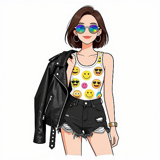 Smiling Woman in Streetwear Fashion