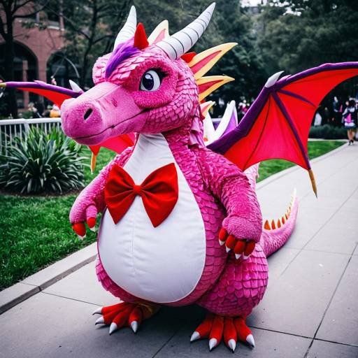 Pink Dragon Cosplay with Red Bow