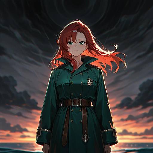 Dramatic Pirate Lady Under Stormy Skies