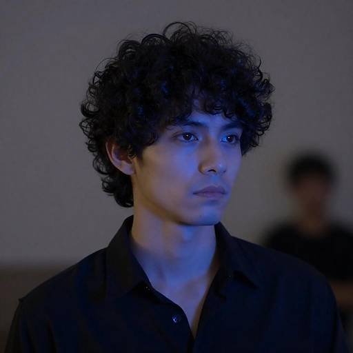 Serious Man in Blue Lighting Portrait