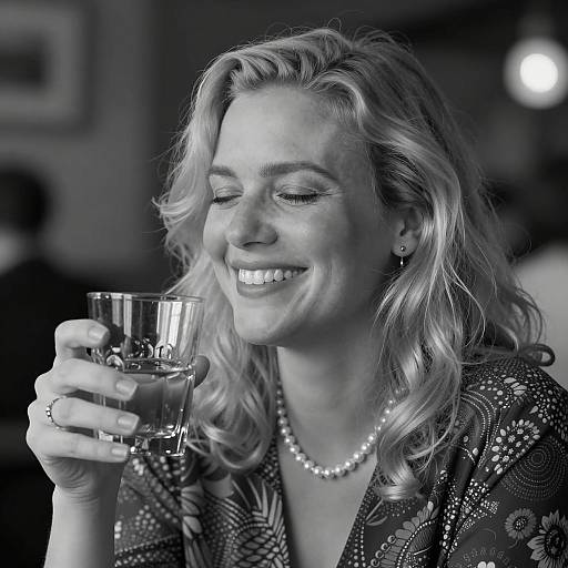Smiling Woman Holding a Glass