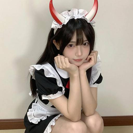 Asian Woman in Maid Outfit Portrait