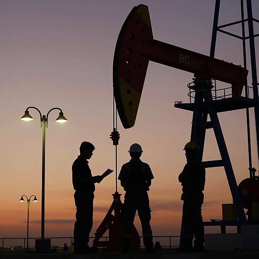 Sunset Silhouette on Oil Rig
