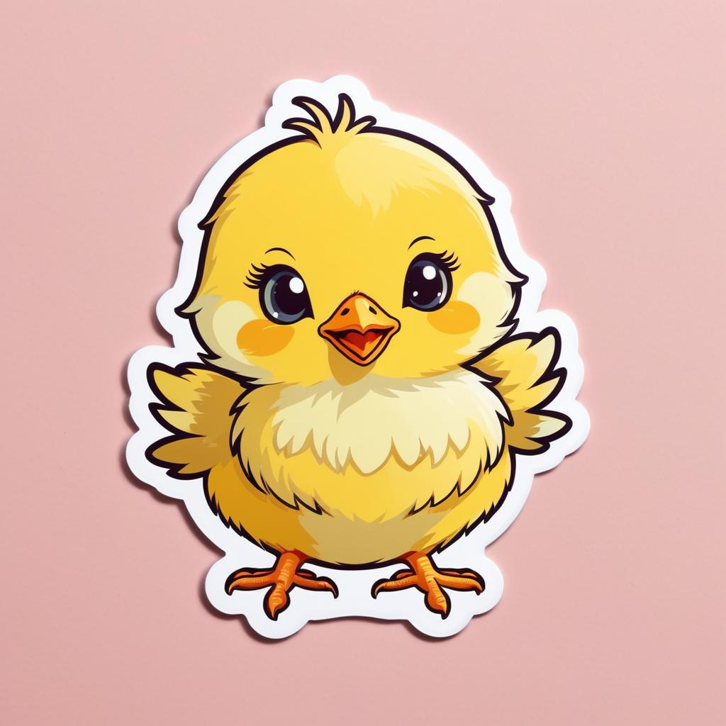 Cute Fluffy Baby Chick Sticker Design