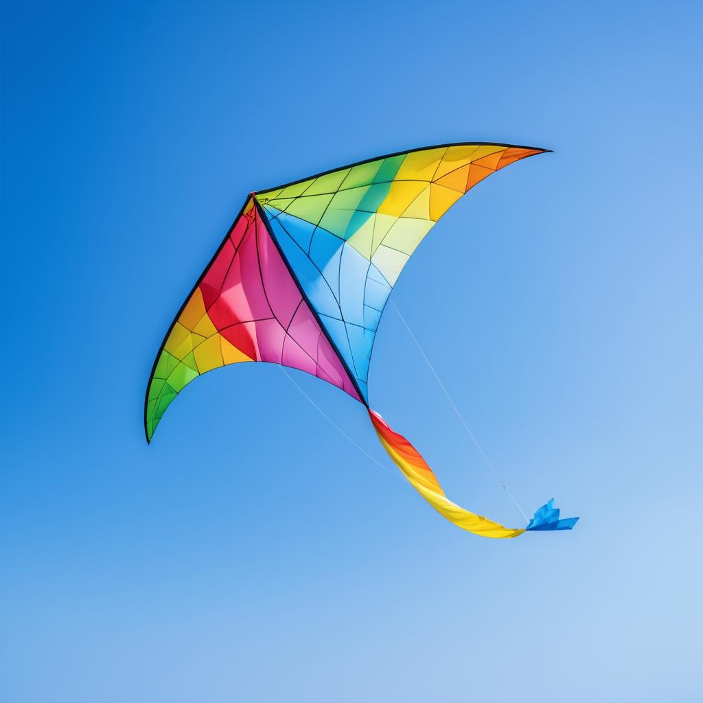 Vibrant Minimalist Kite in Blue Sky