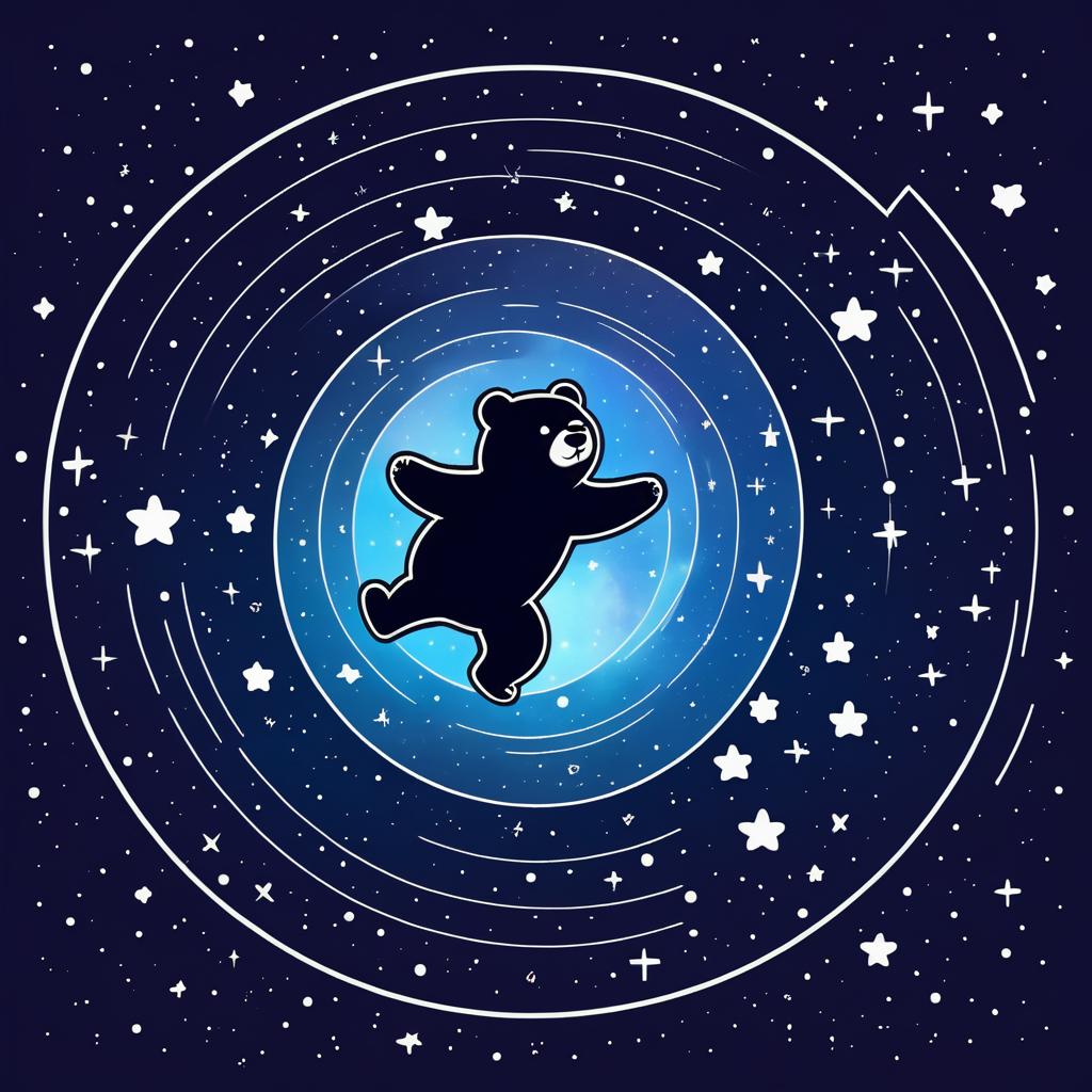 Playful Bear in Minimalist Outer Space