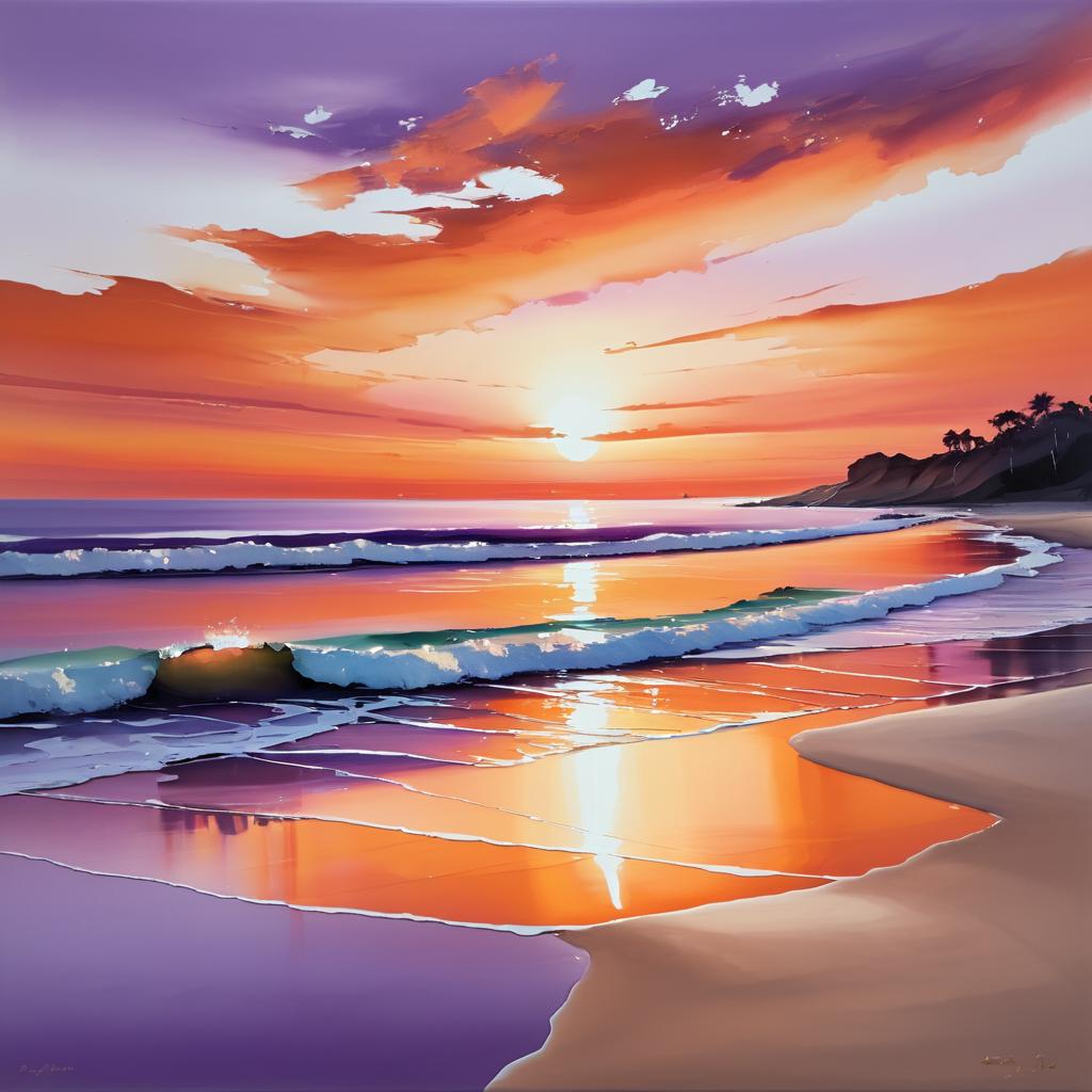 Serene Abstract Sunset Beach Painting