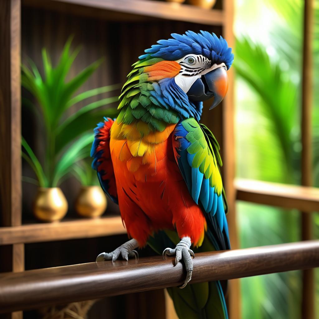 Realistic Parrot on a Cozy Perch