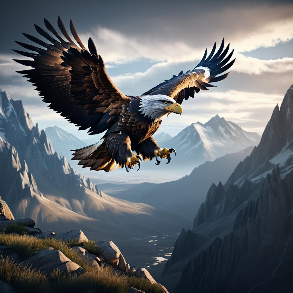 Majestic Eagle Amidst Rugged Mountains