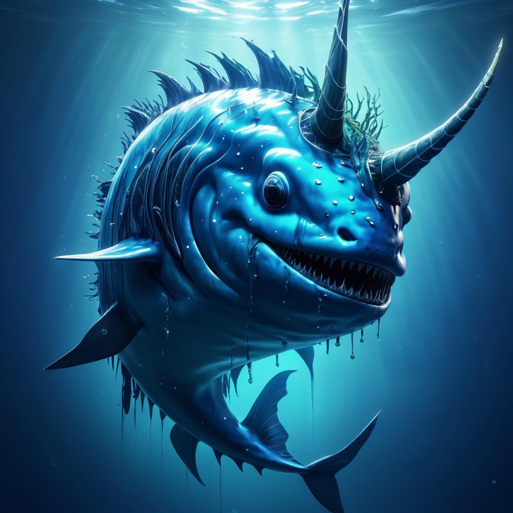 Ultradetailed Fantasy Narwhal Monster Portrait