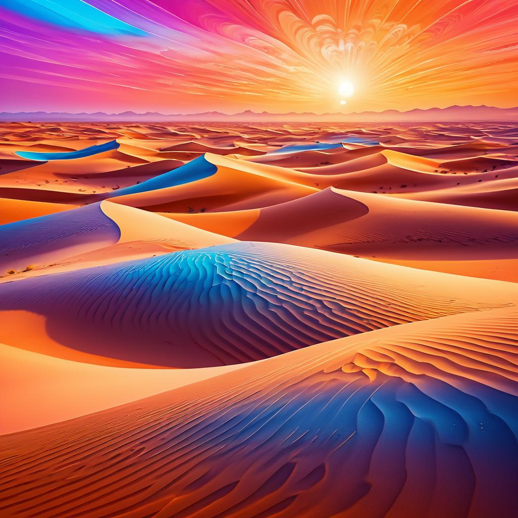 Surreal Desert Dunes Under Sunset Skies