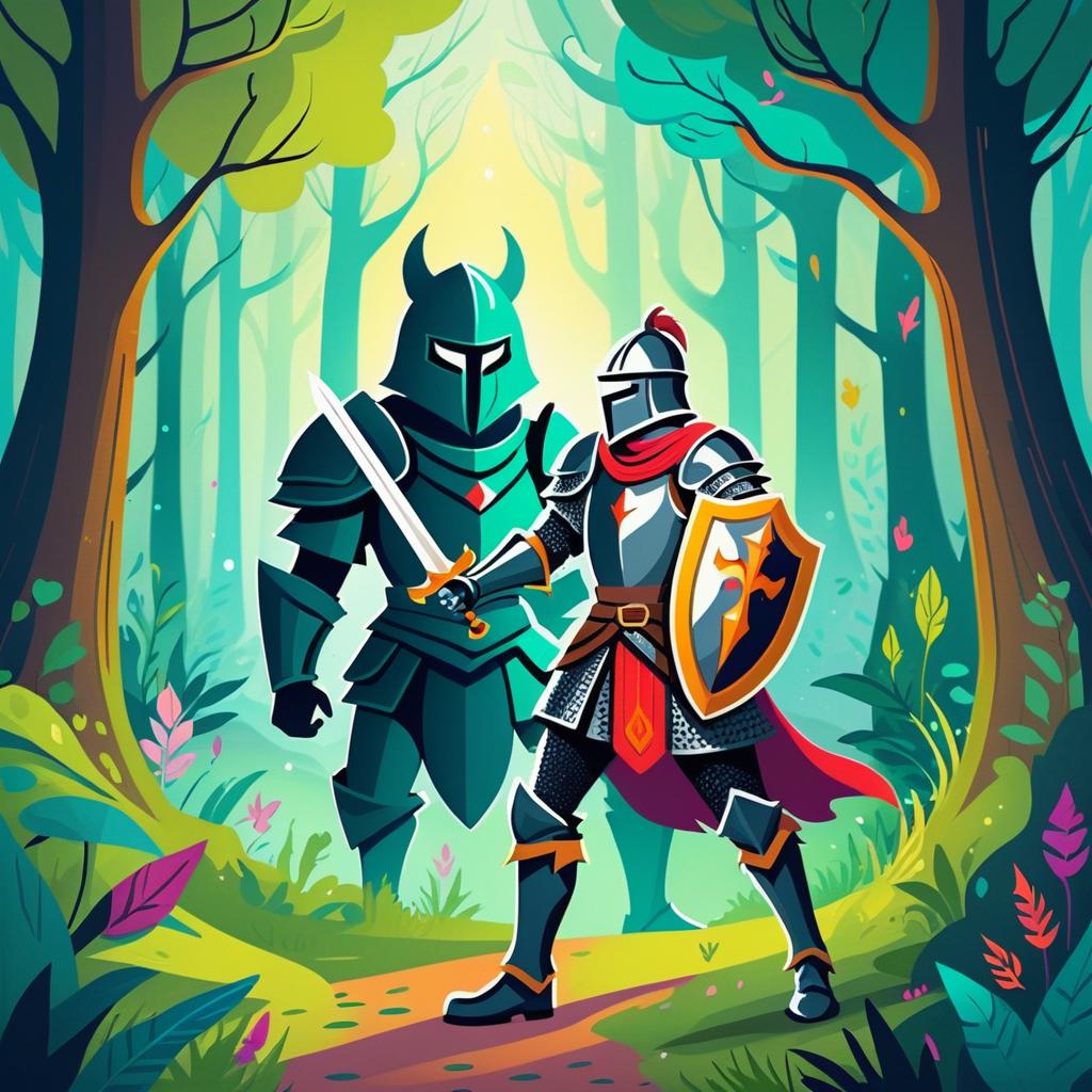 Adventurous Knight in Enchanted Forest