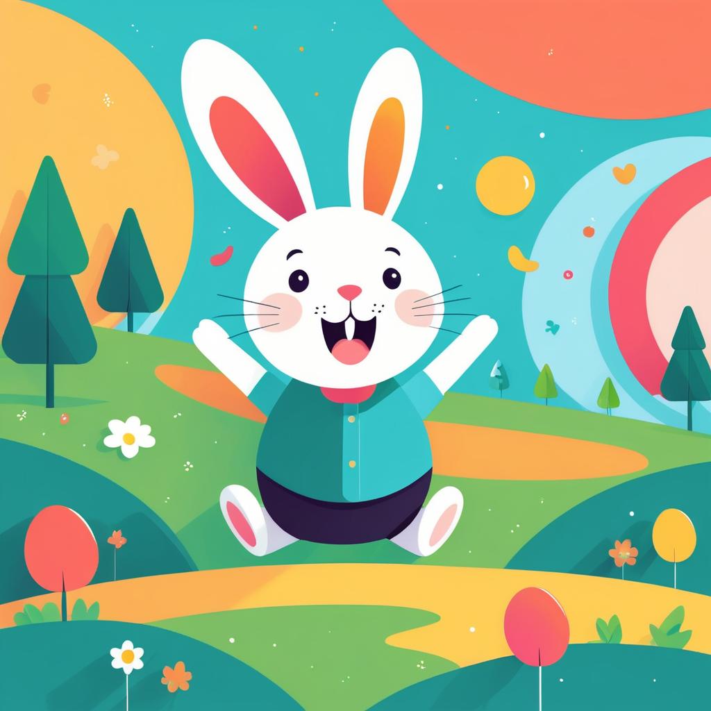 Joyful Rabbit in Colorful Book Cover