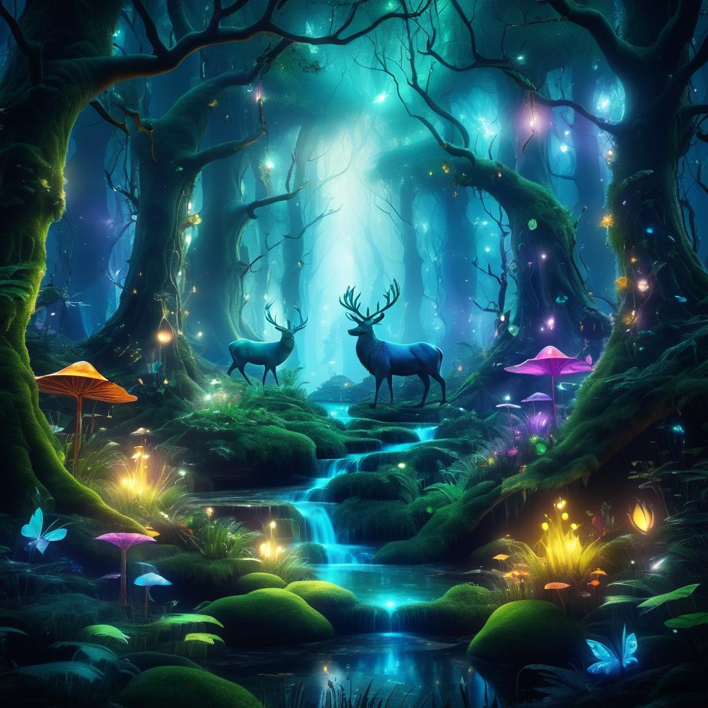 Enchanted Creatures in a Mystical Forest