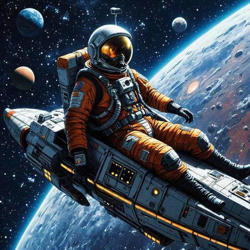 Space Bounty Hunter on Interstellar Scout Ship Space Bounty Hunter on Interstellar Scout Ship