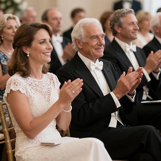 Smiling Elderly Couple at Formal Event