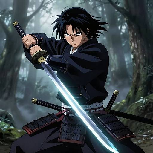 Mysterious Samurai in Dramatic Pose