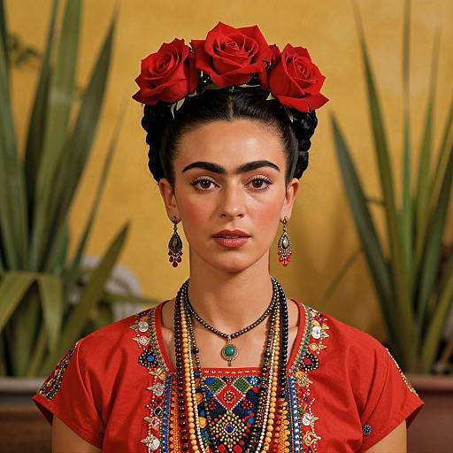 Frida Kahlo Inspired Floral Portrait