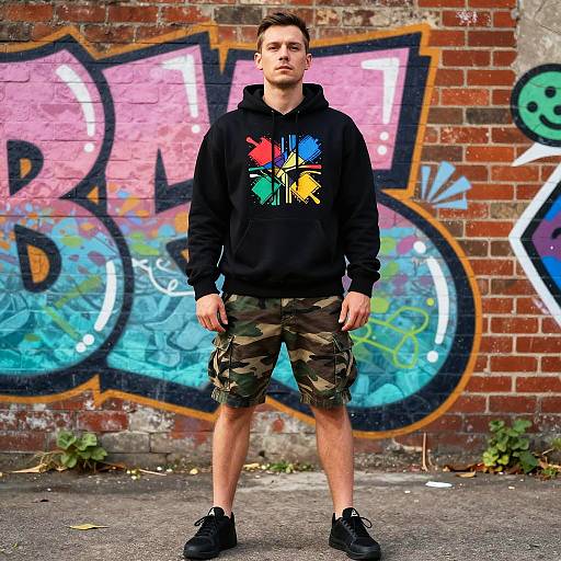 Confident Man Against Graffiti Wall