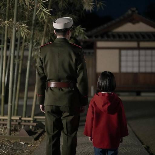 Moody Nighttime with Military and Child