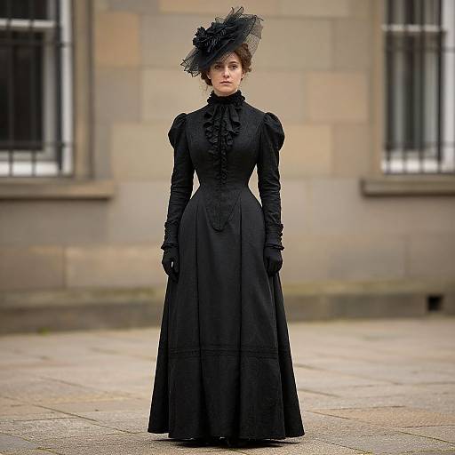 Victorian Woman in Black Dress