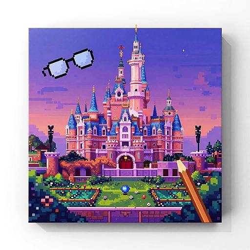 16-bit Pixel Art Enchanted Castle Garden