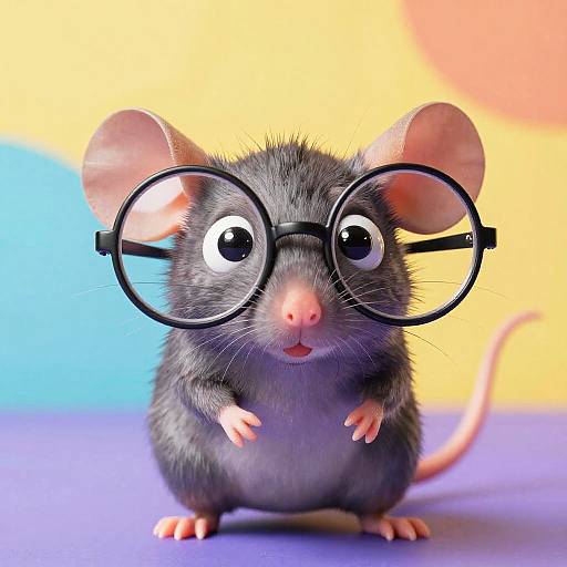 Cartoon Rat with Glasses