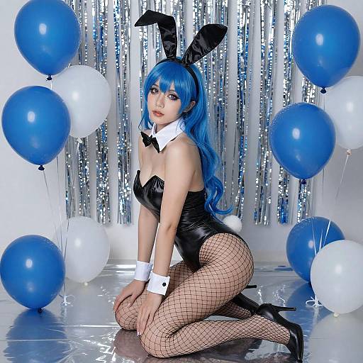 Blue-Haired Bunny Costume Portrait