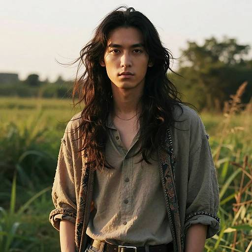 Boho-Chic Male Model in Nature