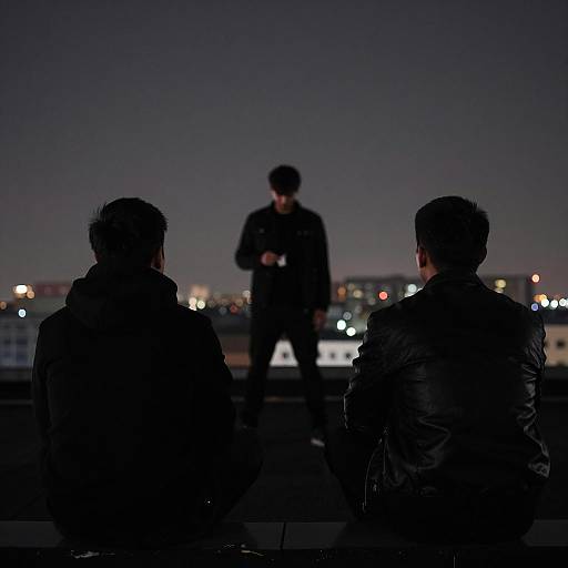 Mysterious Rooftop Scene at Night