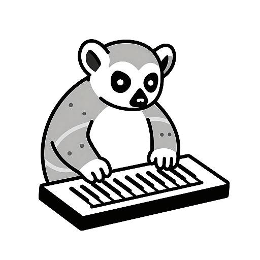 Lemur Synth Player Line Art Logo