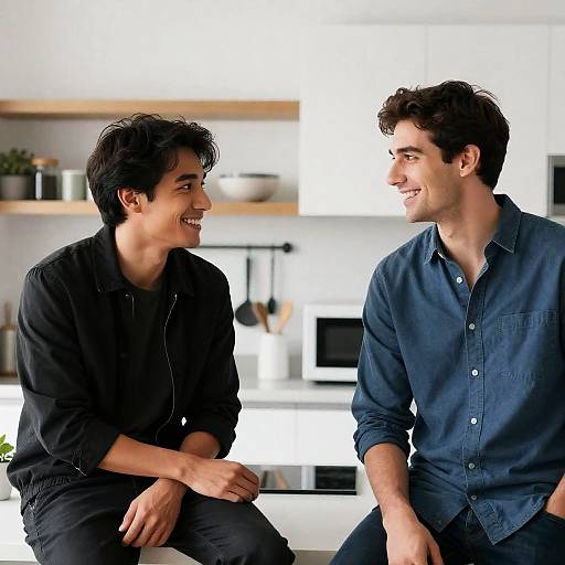 Candid Moment in a Modern Kitchen