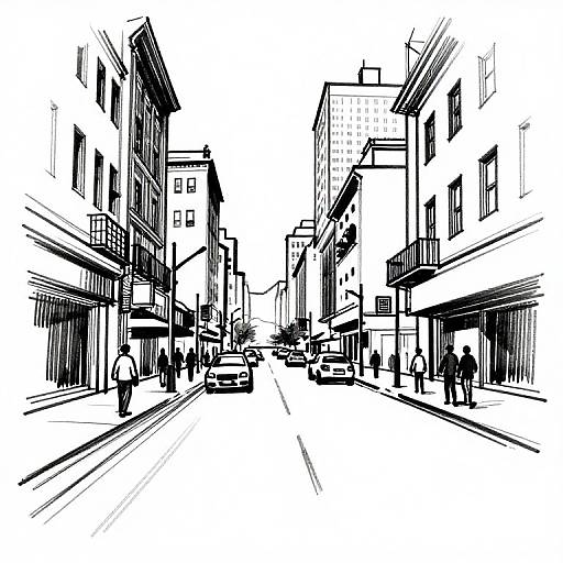 Monochrome Urban Sketch Outline