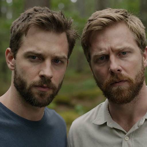 Intense Expressions of Two Men in Nature